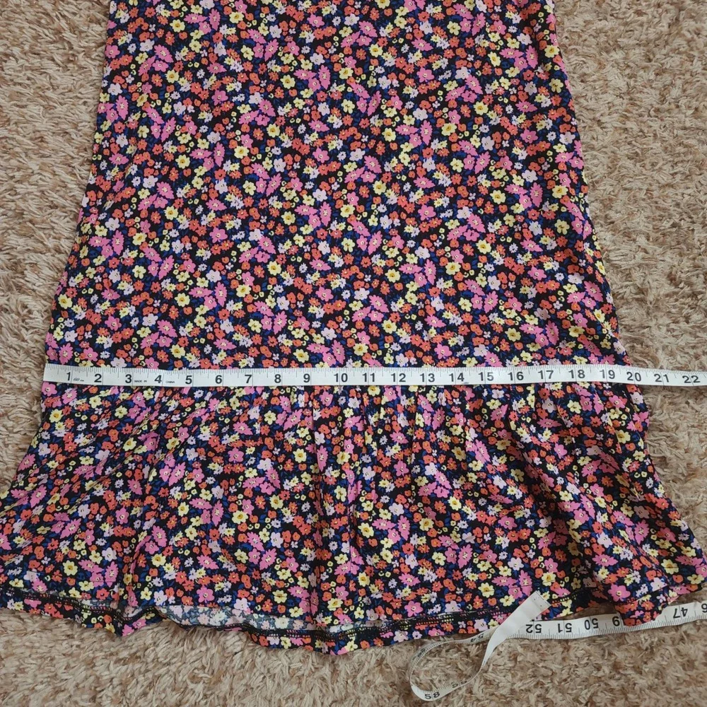 Old Navy Floral Swing Dress Girls XL 14-16 Navy Pink Ruffle Tiered Sleeveless